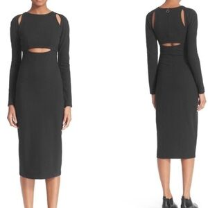 Alexander Wang T Cutout Ponte Black Long Sleeve Dress